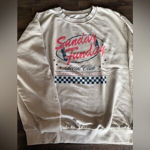 Sunday Funday Graphic Beige Sweatshirt